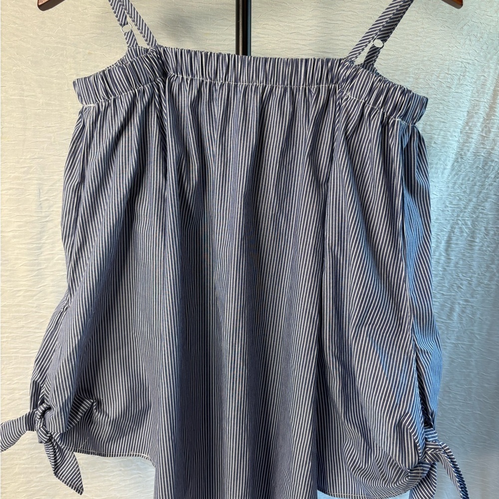 Seven Sisters Navy & White Striped Off Shoulder Top Size L